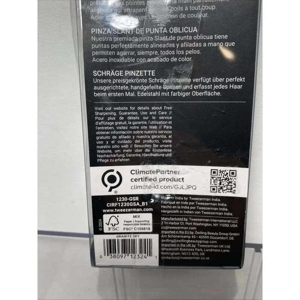 Tweezerman Slant Tweezer – Tweezerman Tweezers for Eyebrows Blue 1230- NotSealed